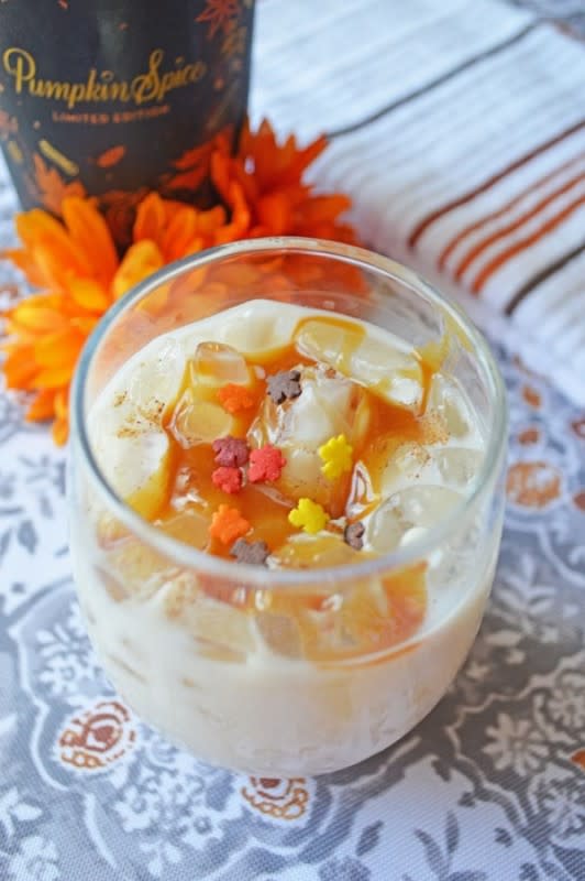 <p>Moore or Less Cooking</p><p>A favorite cocktail for Thanksgiving!</p><p><strong>G</strong><strong>et the recipe: </strong><a href="https://mooreorlesscooking.com/2018/11/pumpkin-spice-white-russian/" rel="nofollow noopener" target="_blank" data-ylk="slk:Pumpkin Spice White Russian;elm:context_link;itc:0;sec:content-canvas" class="link rapid-noclick-resp"><strong>Pumpkin Spice White Russian</strong></a></p>