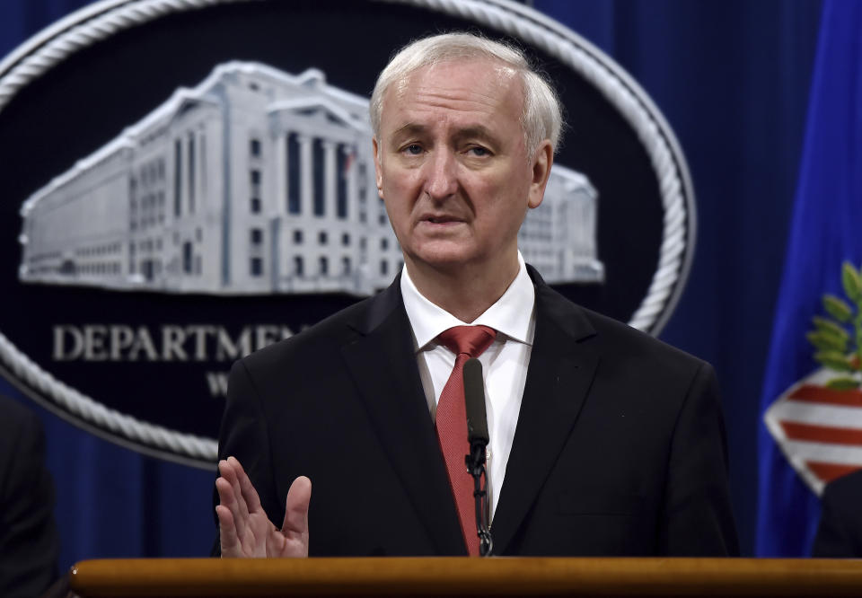Deputy Attorney General Jeffrey A. Rosen during a press conference at the Department of Justice September 22, 2020 in Washington, DC. (Olivier Douliery/Pool via AP)