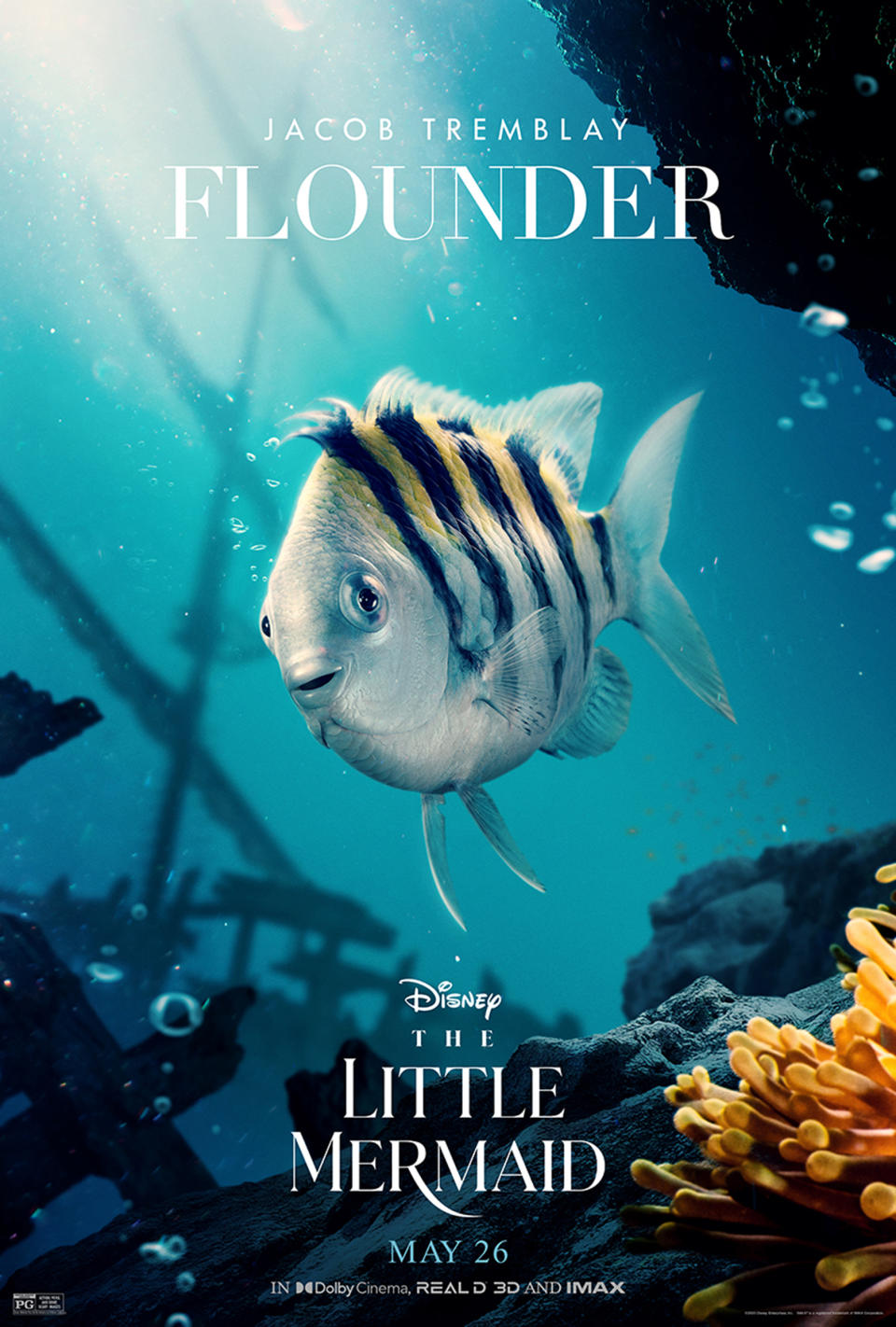 Jacob Tremblay as Flounder in The Little Mermaid. (Disney)
