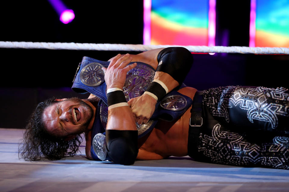 John Morrison won a three-way ladder match over Kofi Kingston and Jimmy Uso. (WWE)