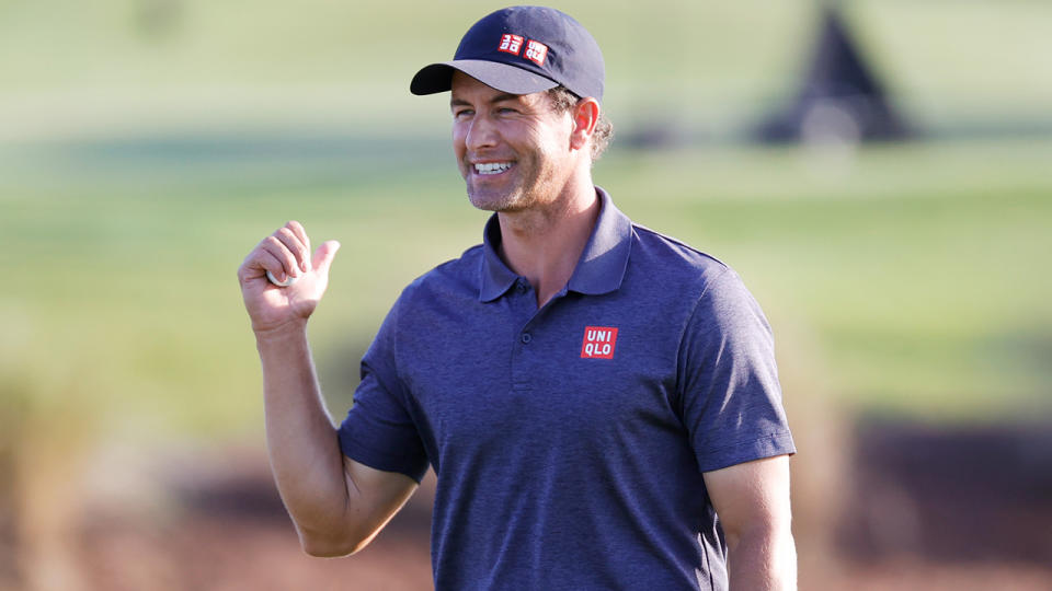 Adam Scott was pumped after pulling off an impressive par save on the second hole of the Honda Classic. (Photo by Jared C. Tilton/Getty Images)