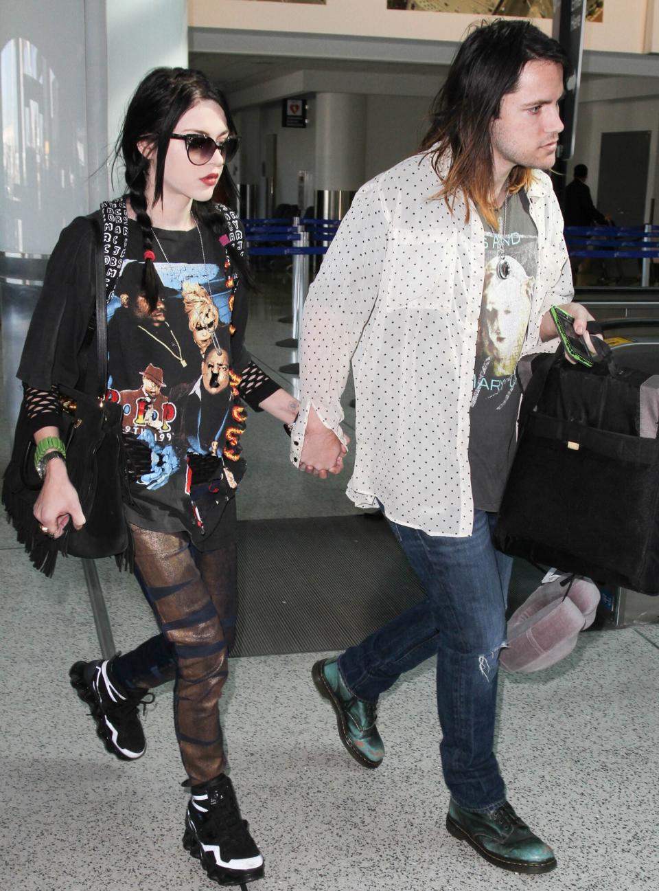 Frances Cobain and Isaiah Silva seen at LAX on January 23, 2015 in Los Angeles, California