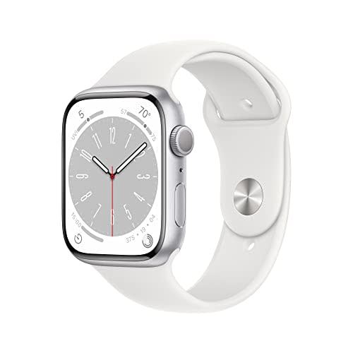 Apple Watch Series 8 [GPS 45mm] Smart Watch w/Silver Aluminum Case with White Sport Band - M/L.…