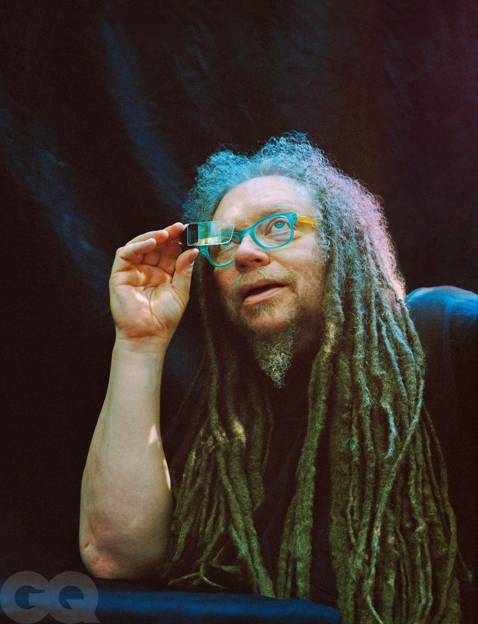 Jaron Lanier, photographed at home with a decades-old lens from an augmented-reality headset.