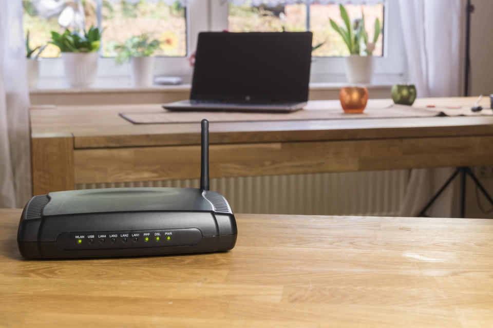 A modem and laptop