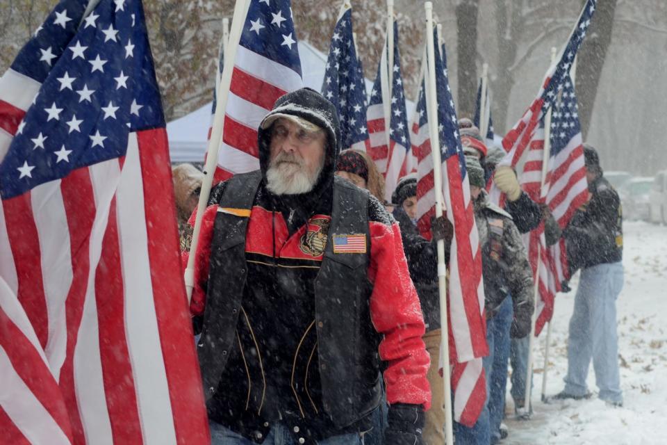 The snow and cold didn’t deter many as they attended Veterans Day ceremonies at Fort Custer National Cemetery in Augusta in November of 2019.