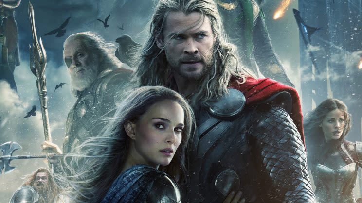 Natalie Portman and Chris Hemsworth in 'Thor: The Dark World' (Photo: Marvel)
