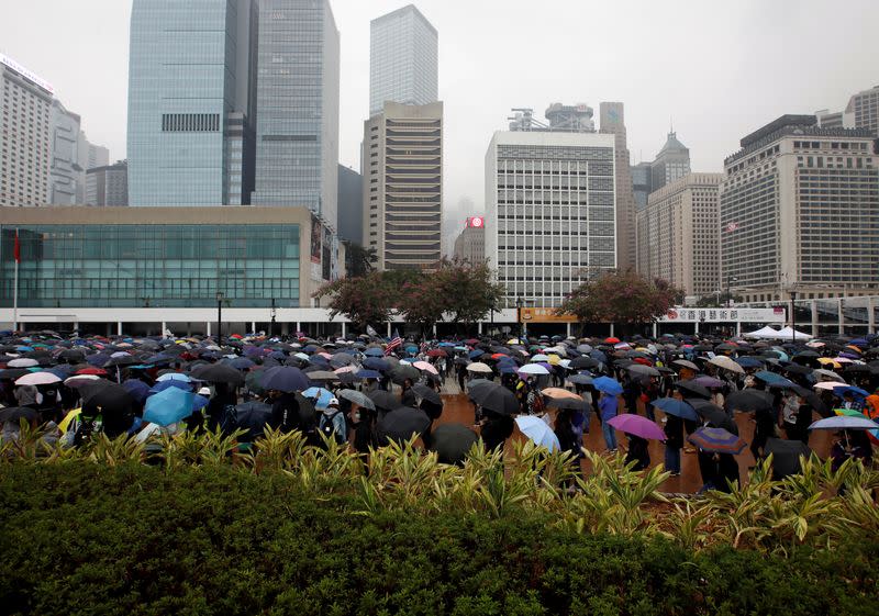 People attend an anti-government rally at Edinburgh Place in Hong Kong