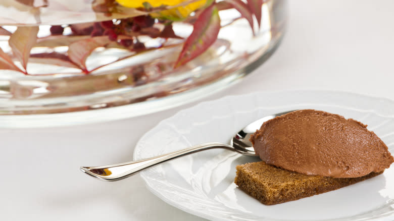 a quenelle of chocolate spread