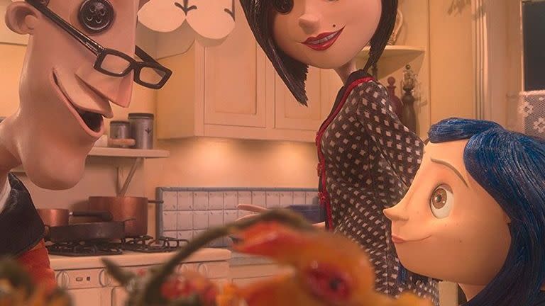 coraline visits her other parents, who have buttons for eyes, in a scene from coraline a good housekeeping pick for best halloween movies