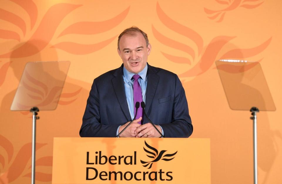 Ed Davey after being elected leader of the Lib Dems (Stefan Rousseau / PA Wire)