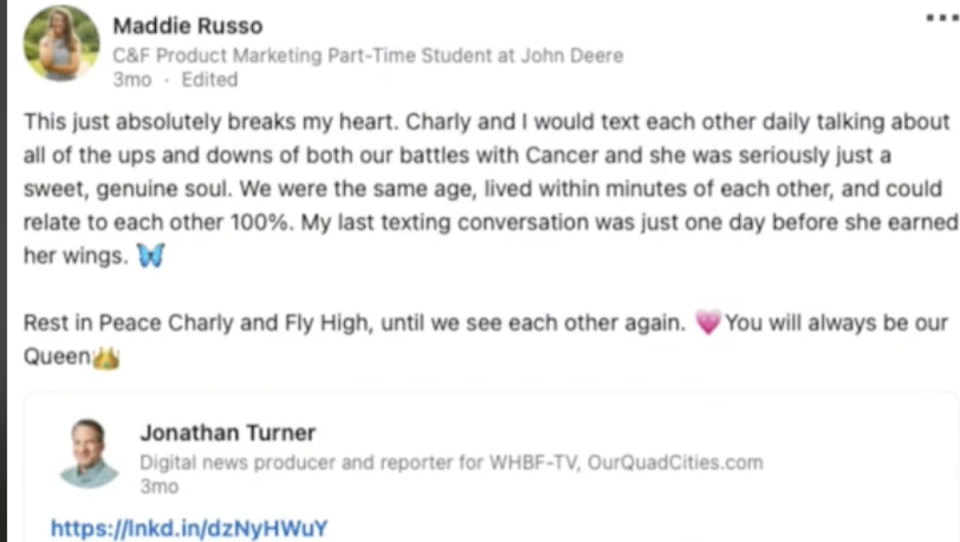 Maddie Russo’s cancer diagnosis allegedly closely mirrored another local woman Charly Erpelding (TikTok / Mama Mystery Podcast)