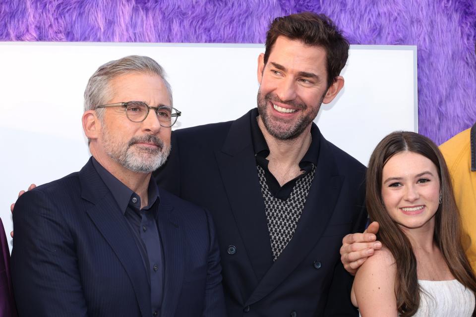 Steve Carell, left, John Krasinski and Cailey Fleming at the New York premiere of "IF" on May 13.