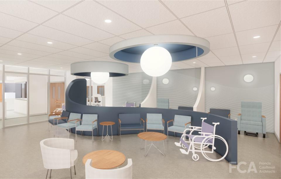 A architect's rendering of the waiting area in the revamped emergency department of Community Medical Center in Toms River.