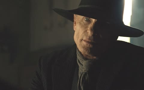 Back in black: Ed Harris as the present-day William - Credit: HBO