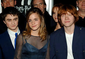 Daniel Radcliffe , Emma Watson and Rupert Grint at the NY premiere of Warner Bros. Pictures' Harry Potter and the Goblet of Fire