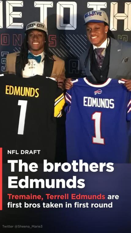 Tremaine, Terrell Edmunds are the first pair of brothers to be taken in the first round of an NFL draft