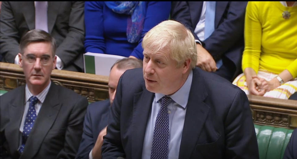 Prime Minister Boris Johnson speaks in the House of Commons, London, after MPs accepted the Letwin amendment, which seeks to avoid a no-deal Brexit on October 31.