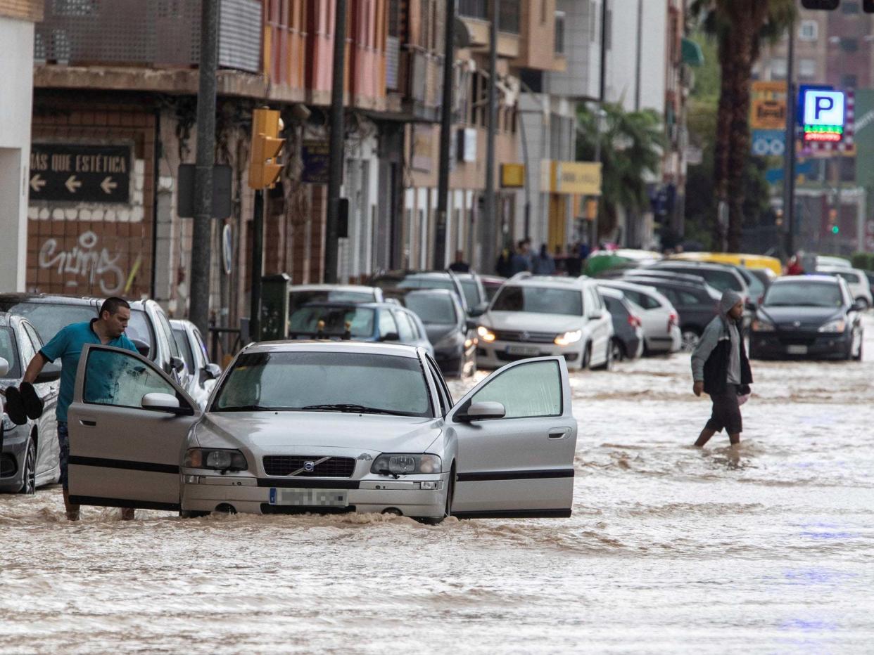 Southeastern Spain has been gripped by flash flooding and tornadoes caused by record rainfall and gusts of up to 100km per hour: EPA/Marcial Guillen