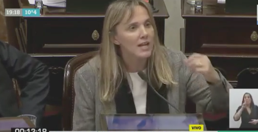 La senadora Gladys González, durante su discurso. (Captura de pantalla)