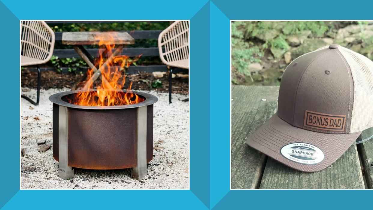 outdoor firepit, bonus dad hat