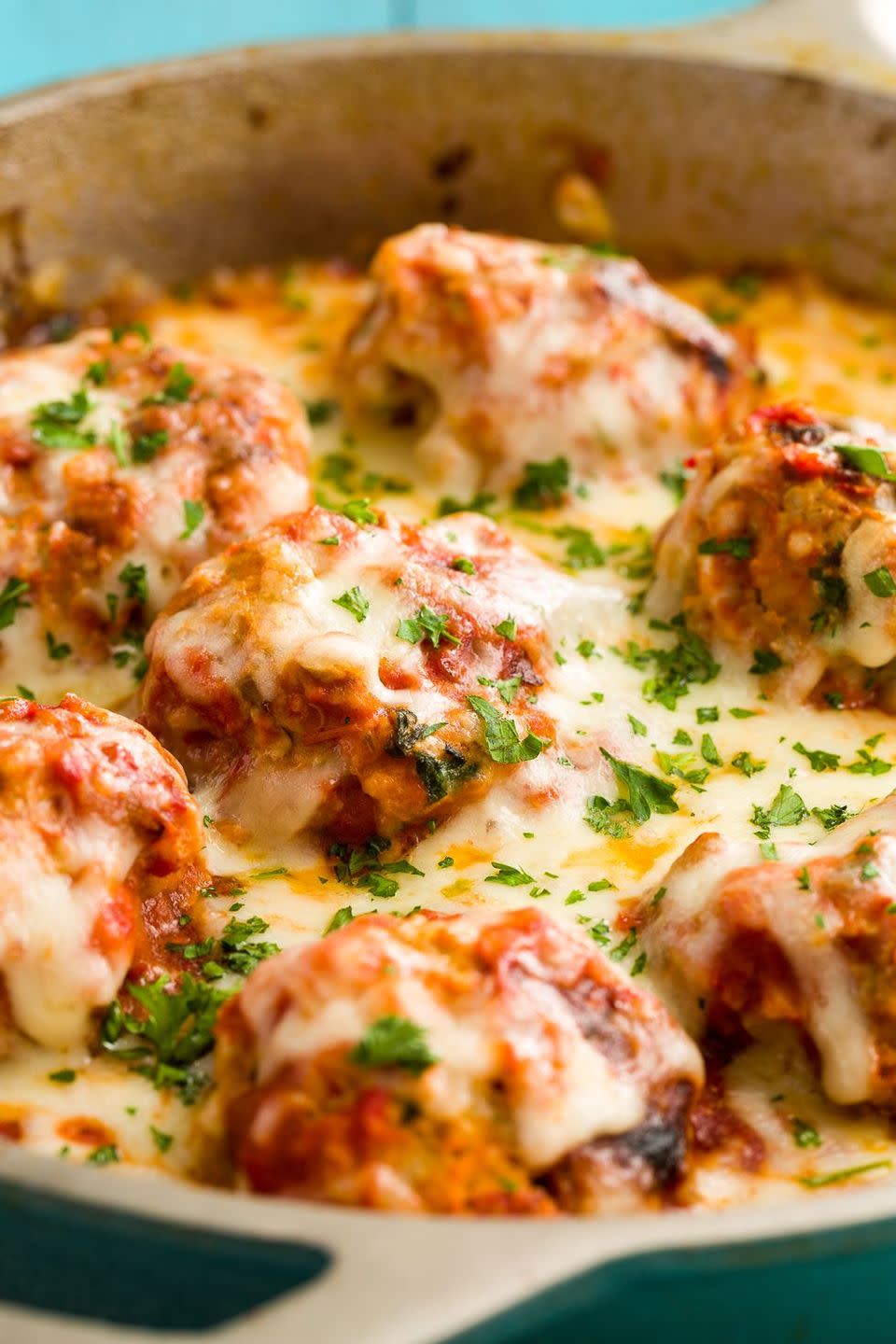 Cheesy Turkey Meatlball Skillet