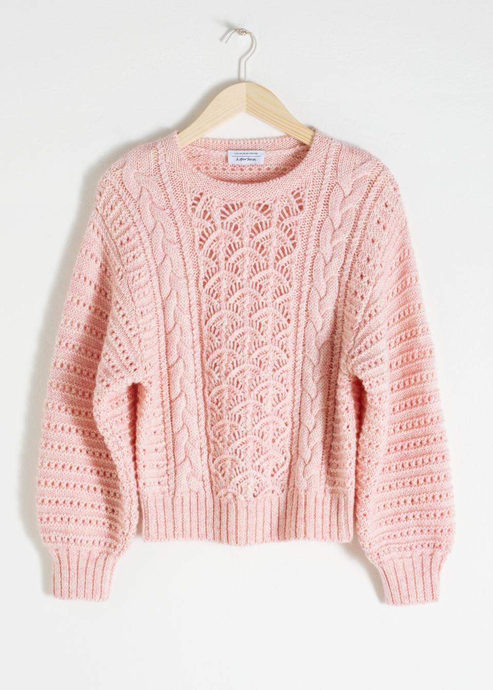 & Other Stories Wool Blend Cable Knit Sweater