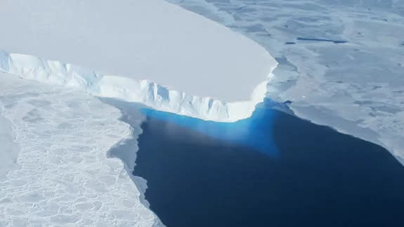 The Thwaites Glacier, a rapidly melting portion of the West Antarctic ice sheet.