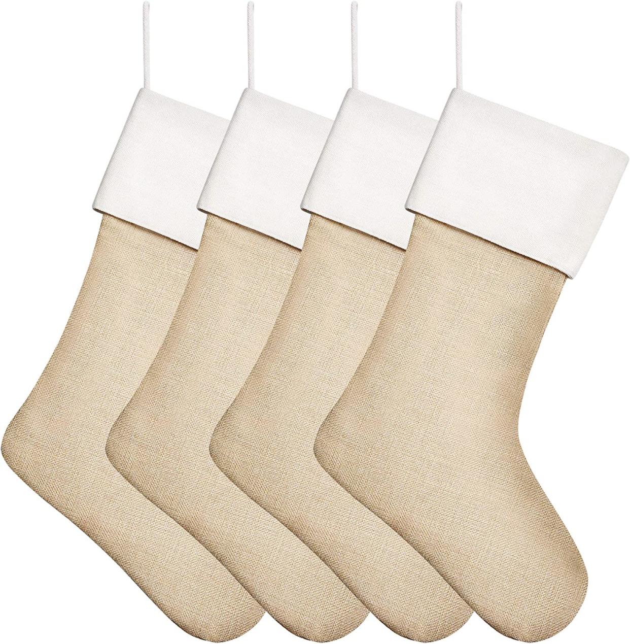 Kunyida Burlap Christmas Stockings, Set of 4 