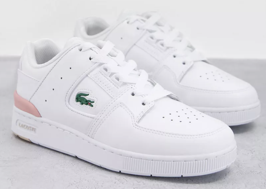 Lacoste Court Cage leather trainers in white and pink (Photo: Lacoste)