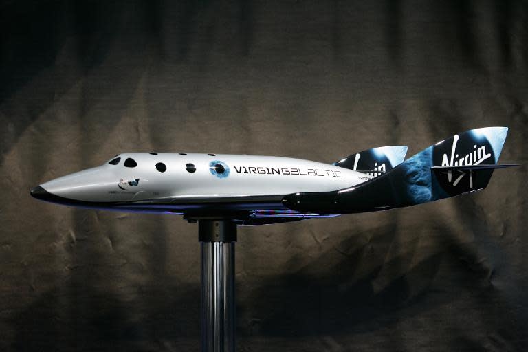 A scale model of the Virgin Galactic Spaceship Two is seen January 23, 2008 at the America Museum of Natural History in New York