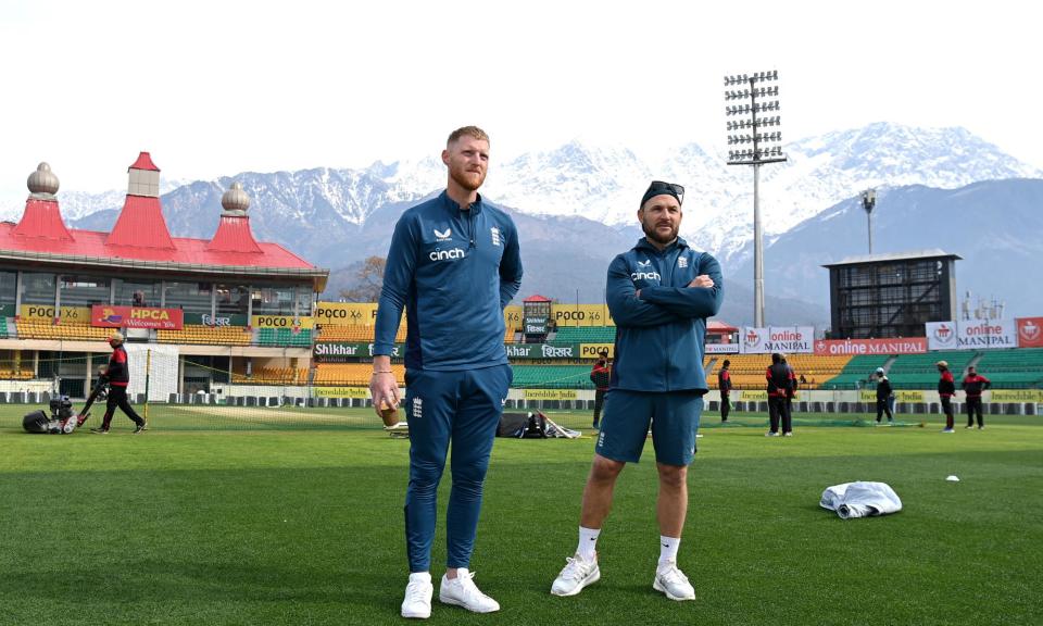 <span>Ben Stokes (left) and Brendon McCullum want <a class="link " href="https://sports.yahoo.com/soccer/teams/england-women/" data-i13n="sec:content-canvas;subsec:anchor_text;elm:context_link" data-ylk="slk:England;sec:content-canvas;subsec:anchor_text;elm:context_link;itc:0">England</a> to finish their tour with a victory at the HPCA Stadium.</span><span>Photograph: Gareth Copley/Getty Images</span>
