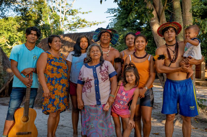 Members of Brazil's indigenous Guarani people pictured in unknown location