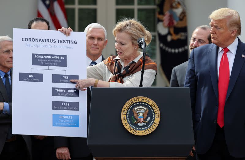 U.S. President Trump declares coronavirus pandemic a national emergency during news conference at the White House in Washington