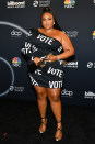 <p>Lizzo made a statement in this one-shoulder LBD (Little Black Dress) encouraging viewers to vote.</p>