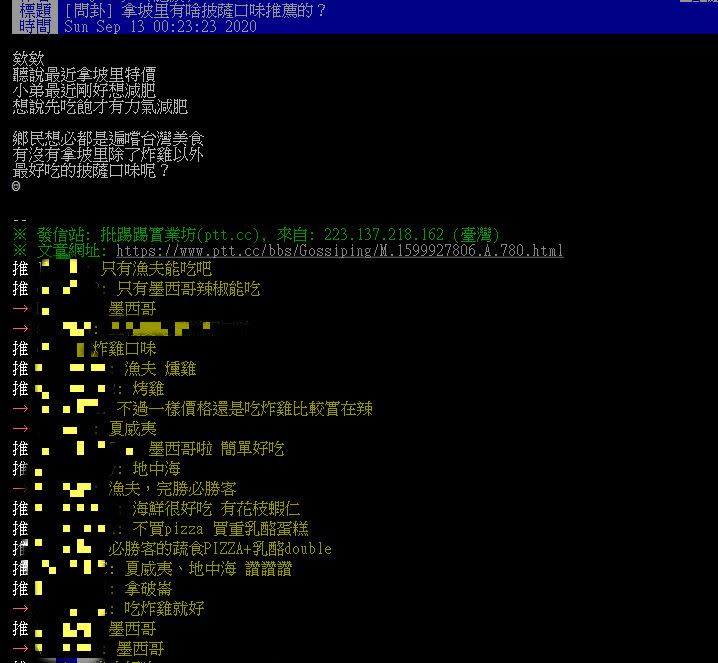 網友力推最愛的披薩口味。（圖／翻攝自PTT）