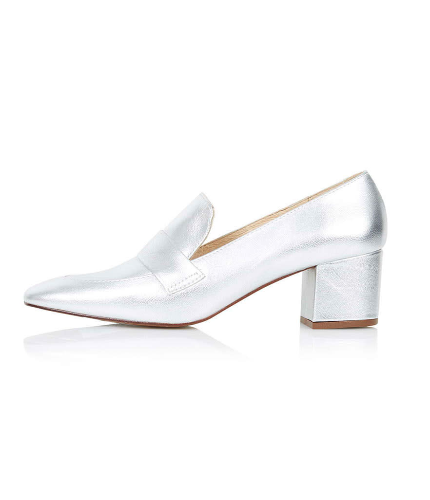 Michele loves the slightly frowsy, midcentury appeal of a mid-height block heel. As does Topshop, apparently. 