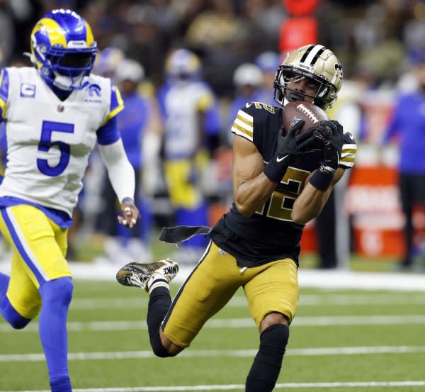 New Orleans Saints star Chris Olave (R) is the No. 9 player in my Week 1 wide receiver rankings. File Photo by AJ Sisco/UPI