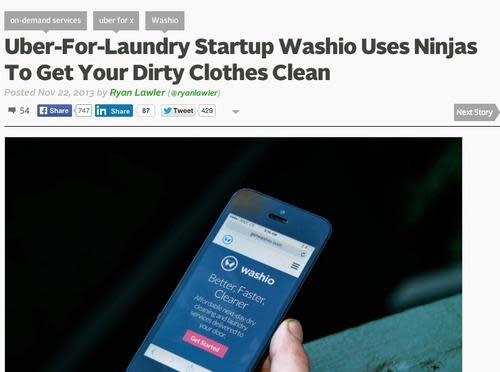 Screenshot: Uber-for-laundry startup Washio uses ninjas to get your dirty clothes clean