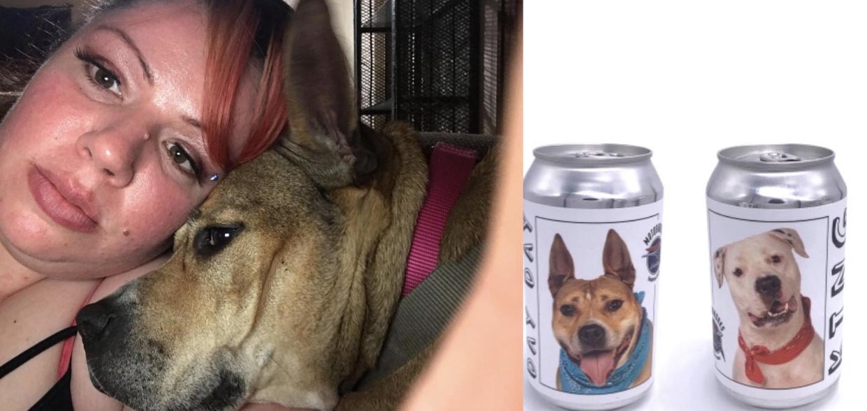 Monica Mathis reunited with her long-lost dog, Hazel, after ± amazingly — seeing her face on a beer campaign that went viral. (Photo: Monica Mathis, Motorworks Brewing)