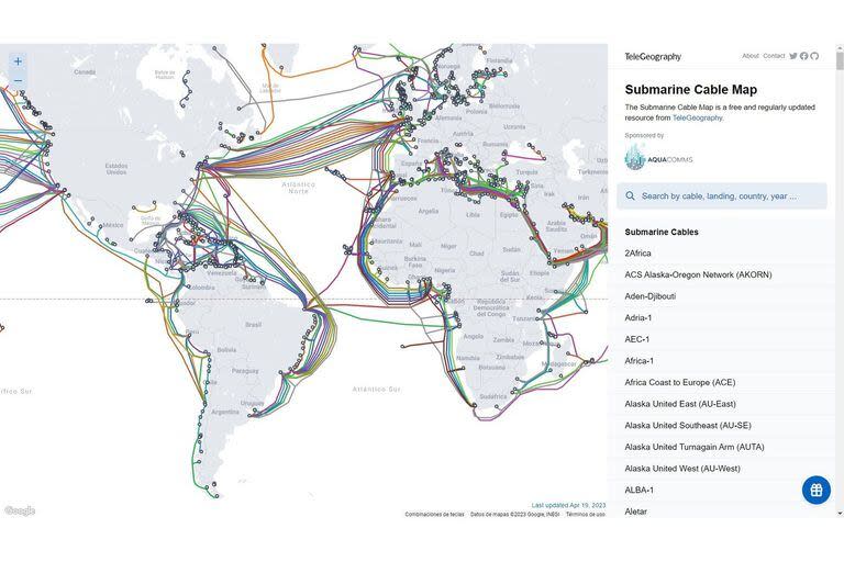 El sitio que muestra los cables submarinos que hacen funcionar Internet