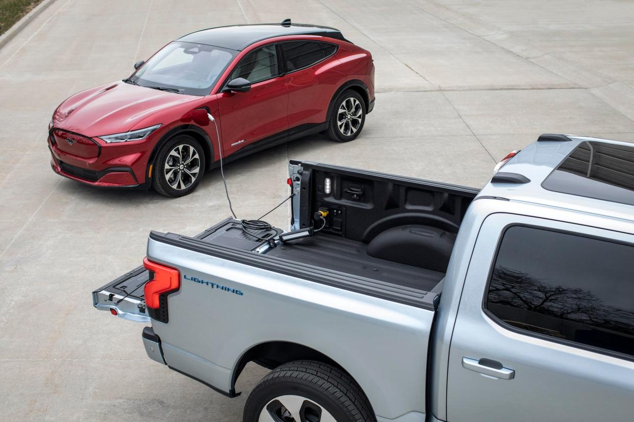 Ford Lightning vehicle-to-vehicle charging.