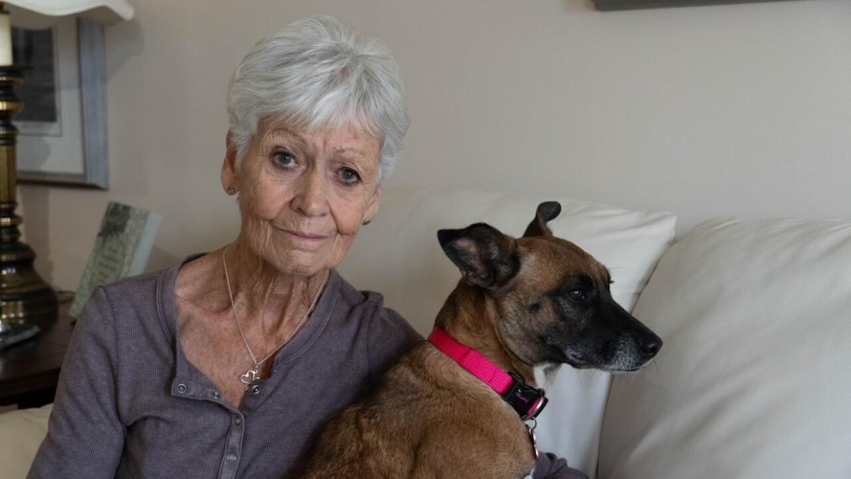 Moira Stephen had to be taken to hospital for stitches after three unleashed dogs attacked her and her own pooch Duchess on Saturday. (Jean Delisle/Radio-Canada - image credit)