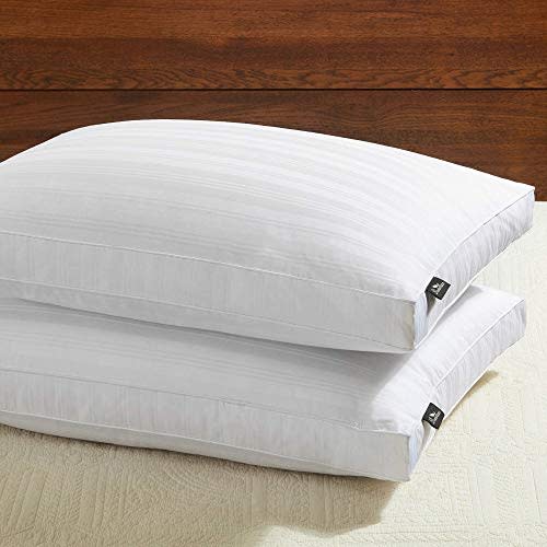 downluxe Goose Down Feather Pillow - 2 Pack Gusseted Bed Pillows for Sleeping with Premium 100% Downproof Cotton Shell, King Size