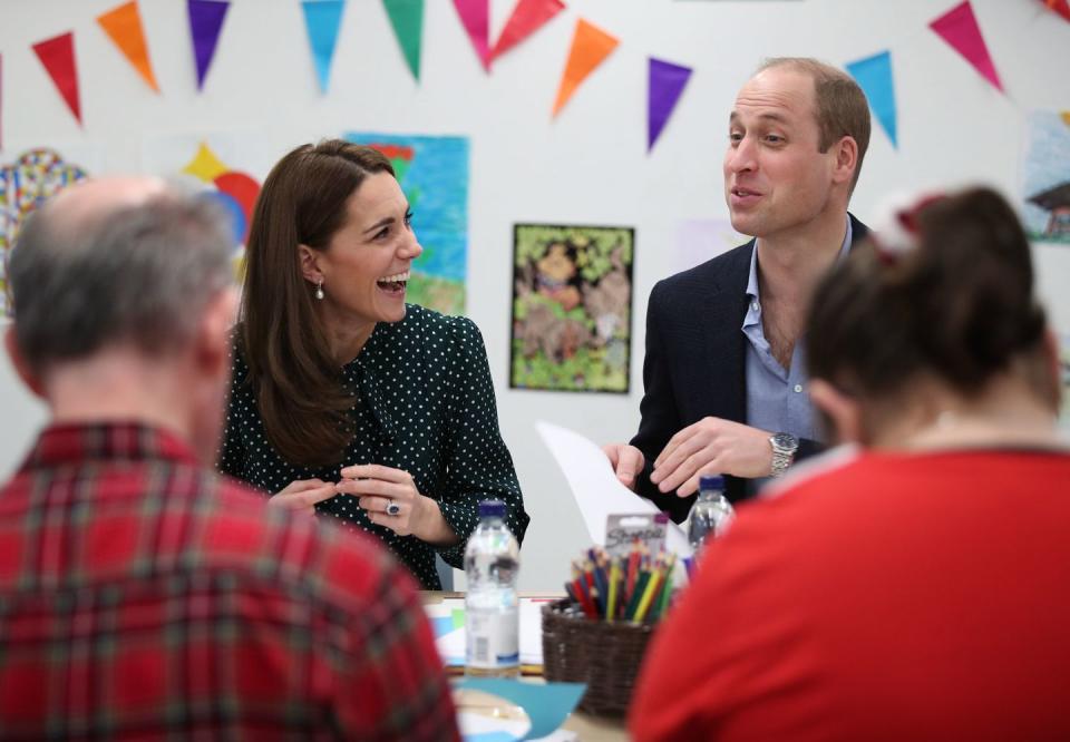 <p>Kate and Will enjoy arts and crafts—and each other's company—during a visit to Evelina London Children's Hospital.</p>