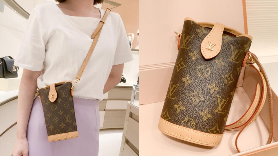 精品老花包：Louis Vuitton Fold Me Pouch隨身包，NT$41,400！圖片來源：編輯拍攝