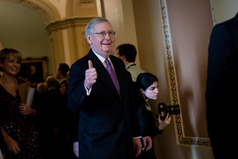 Top US Senate Democrat Chuck Schumer reached a deal with Republican Majority Leader Mitch McConnell, pictured, on ending the shutdown