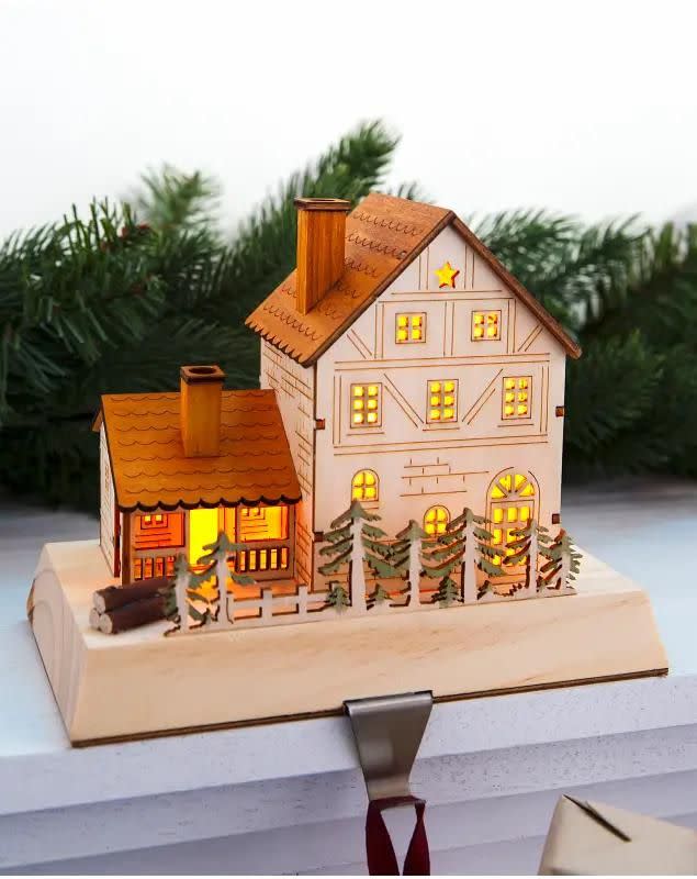 14) Wooden Alpine Village Stocking Holder