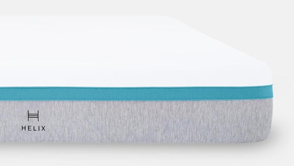 Best Helix mattress sales, discounts and deals: the Helix Sunset mattress shown with gray base and white cover