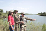 South Dakota Gov. Kristi Noem visited the U.S. border with Mexico on Monday, July 26, 2021, near McAllen, Texas. The Republican governor deployed roughly 50 National Guard troops to help with Texas’ push to arrest people crossing illegally and charge them with state crimes. (AP Photo/Stephen Groves)